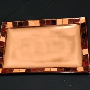 Elegant Mosaic Rectangular Tray - Cream and Brown